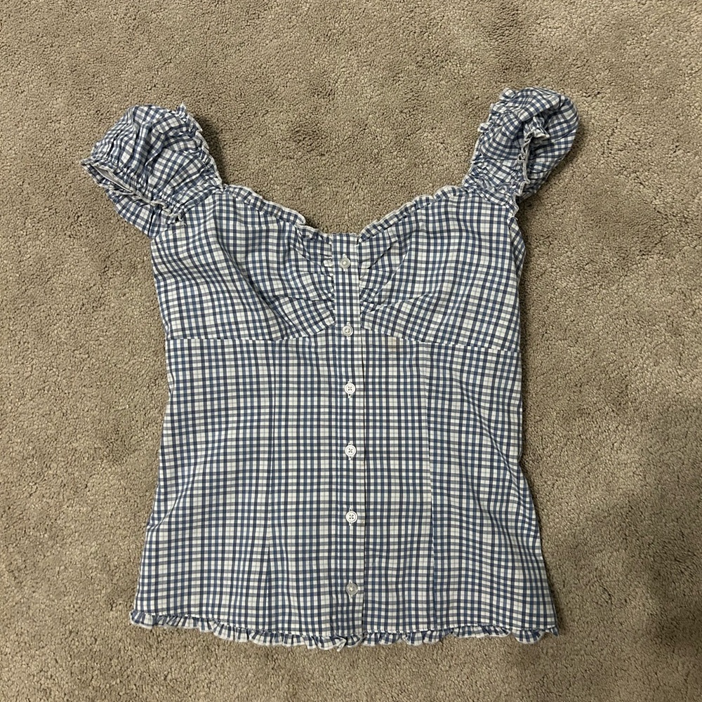 Hollister Blue Plaid Short Sleeve Top